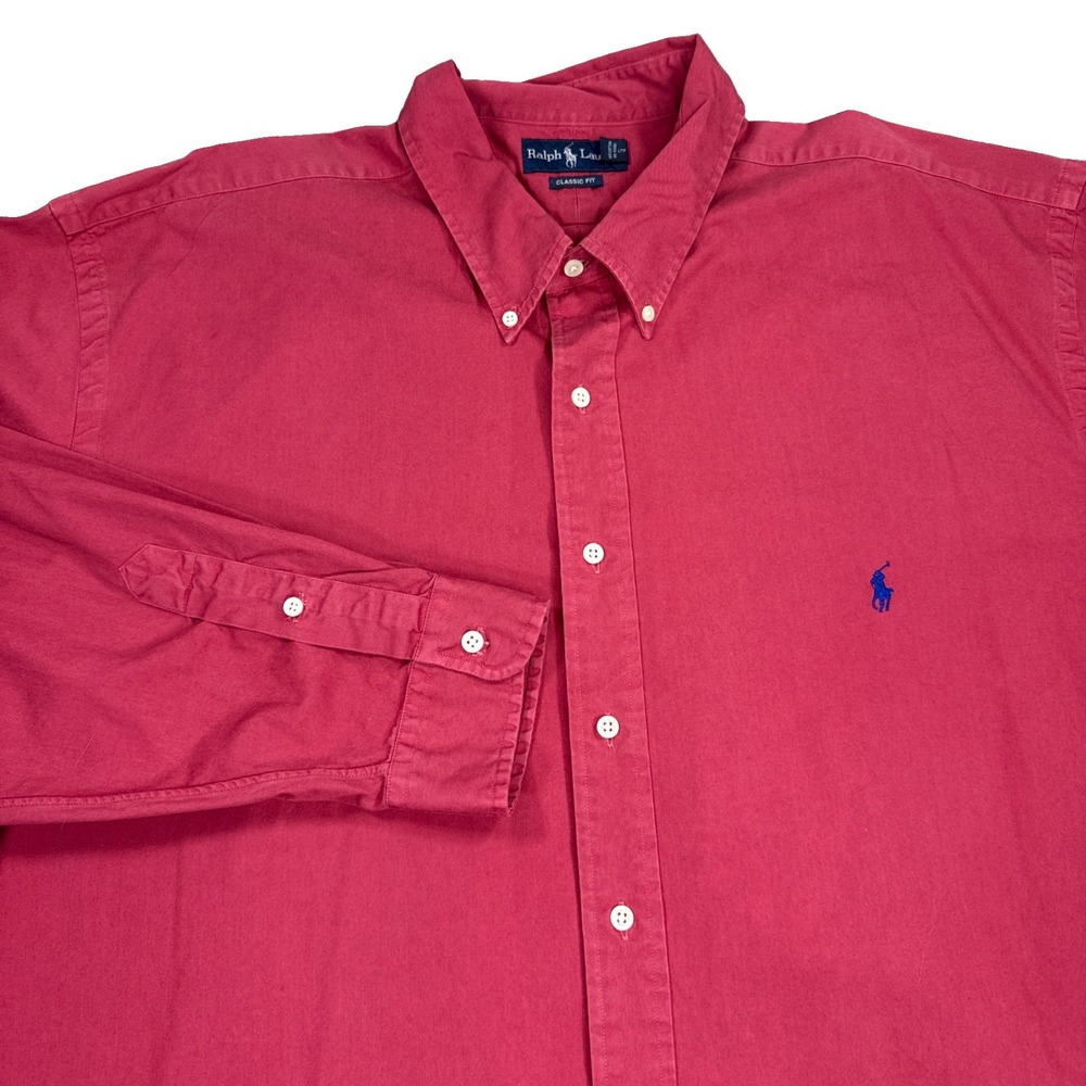 Ralph Lauren Blake Shirt Men's 2XLT Tall Red Custom Fit Long Sleeve Cotton Pony
